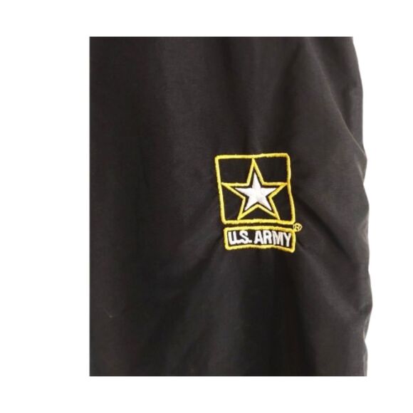 Vintage US Army Nylon Track Pants Large Black Elastic Waist Side Ankle Zip - Picture 3 of 6